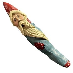 Limb Folk 5 inch Collectible Folk Art Carved Santa Ornament, Rare Vintage